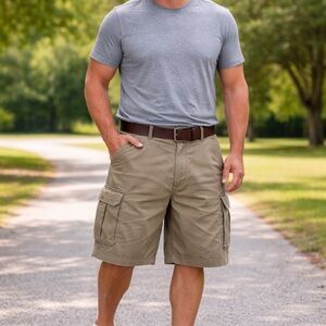 Full Blue Men’s Cargo Shorts Size 50 Khaki Stretch Cotton Big & Tall Casual